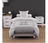 Soleil d'Ocre Housse de couette Valentine coton 57 fils 140x200 cm gris avec 1 taie