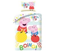 Parure housse de couette coton Peppa Pig Boing 140x200 cm et Taie d'oreiller