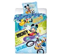 Parure housse de couette - Disney - Mickey Donald et Goofy - Bleu - 140x200 cm - Licence officielle