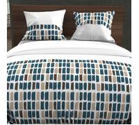 Parure housse de couette en coton 57 fils 260x240 cm FABIO bleu, par Soleil d'Ocre