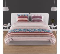 Parure housse de couette en coton 57 fils/cm2 240x220 cm JAIPUR bleu, par Soleil d'Ocre