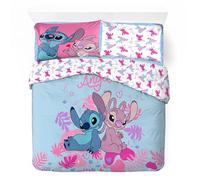 Parure Housse de Couette en Stitch Disney - 1 Housse de Couette + 1 taie d'oreiller - 100% Coton (Parure de lit Lilo and Stitch Disney 2 Personnes - E, 240 X 220 Cm)