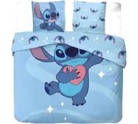 Parure Housse de Couette en Stitch Disney - 1 Housse de Couette 240 x 220 Cm + 2 taies d'oreiller 65 X 65 cm - 100% Coton (Parure de lit Stitch Disney 2 Personnes - D, 240 X 220 Cm)