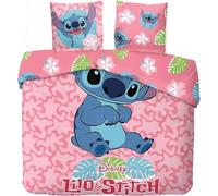 Parure Housse de Couette en Stitch Disney - 1 Housse de Couette 240 x 220 Cm + 2 taies d'oreiller 65 X 65 cm - 100% Coton (Parure de lit Stitch Disney 2 Personnes - E, 240 X 220 Cm)