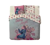 Parure Housse de Couette en Stitch Disney - 1 Housse de Couette 240 x 220 Cm + 2 taies d'oreiller 65 X 65 cm - 100% Coton (Parure de lit Stitch Disney 2 Personnes - C, 240 X 220 Cm)