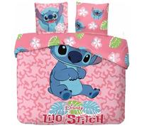 Parure Housse de Couette en Stitch Disney - 1 Housse de Couette 240 X 220 Cm + 2 taies d'oreiller 65 X 65 Cm- 100% Coton (Parure de lit Stitch Disney 2 Personnes - B, 240 X 220 Cm)