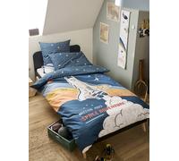 Parure housse de couette enfant et taie d'oreiller avec coton recyclé SPACE ADVENTURE multicolore 140X200 63X63