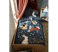 Parure housse de couette enfant et taie d'oreiller BROCÉLIANDE, avec coton recyclé vert imprimé 140X150 63X63