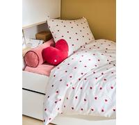 VERTBAUDET Parure Housse de Couette + taie d'oreiller Enfant Essentiels CŒURS, avec Coton recyclé Blanc imprimé 140X150 63X63