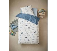 Parure housse de couette enfant et taie d'oreiller HELLO DINOS écru / vert 140X150 63X63