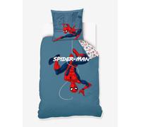 Parure housse de couette enfant et taie d'oreiller Marvel Spiderman bleu grisé 140X200 63X63