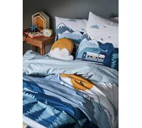 Parure housse de couette enfant et taie d'oreiller SUR LES RAILS vert 140X200 63X63