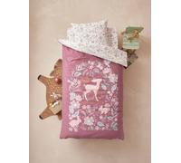 Parure housse de couette enfant et taie d'oreiller VICTORIA prune 140X200 63X63