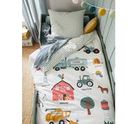 VERTBAUDET Parure Housse de Couette et taie d'oreiller avec Coton recyclé MOISSON Blanc imprimé 140X200 63X63