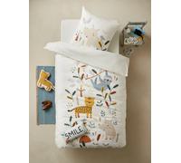 Parure housse de couette et taie d'oreiller JUNGLE PARADISE ivoire imprimé 140X200 63X63