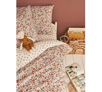 Parure housse de couette et taie d'oreiller réversible RETRO FLOWERS, avec coton recyclé multicolore 140X200 63X63