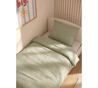 Parure housse de couette et taie d'oreiller unie vert sauge 140X200 50X75