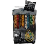 Parure Housse de Couette Harry Potter en Coton, Parure de lit Réversible 140x200 cm, Taie d'oreiller 63x63 cm, 100% Coton (Parure Harry Potter, 140x200cm)