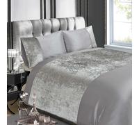 Rapport London – Housse de couette King Velours écrasé argent avec 2 taies – Neuf