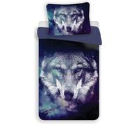 Parure Housse de Couette Loup Bleu 140x200 cm