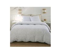 Parure housse de couette MAHO 260x240cm + 2 taies motif feuillage blanc et vert 100% gaze de coton