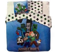 Parure Housse de Couette Minecraft en Coton 2 Personnes, Parure de lit Réversible 240x220 cm, 2 Taies d'oreiller 65x65 cm, 100% Coton (Parure de lit Minecraft 2 Personnes, 240 X 220 Cm)
