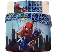 Parure Housse de Couette Spiderman en Coton 2 Personnes, Parure de lit Réversible 240x220 cm, 2 Taies d'oreiller 65x65 cm, 100% Coton (Parure de lit Spiderman 2 Personnes, 240 X 220 Cm)