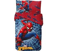 Parure Housse de Couette Spiderman en Coton, Parure de lit Réversible 140x200 cm, Taie d'oreiller 63x63 cm, 100% Coton (Parure Spiderman, 140x200cm)