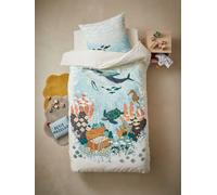 Parure housse de couette + taie d'oreiller enfant DEEP OCEAN bleu / multicolore 140X150 63X63