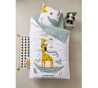 Parure housse de couette + taie d'oreiller enfant HAPPY'RAMIDE blanc / multicolore 140X150 63X63