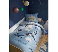 Parure housse de couette + taie d'oreiller enfant PÔLE NORD, avec coton recy leu océan 140X200 50X75