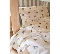 Parure housse de couette + taie d'oreiller essentiels enfant WILD ANIMALS, avec coton recyclé blanc imprimé 140X200 63X63