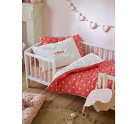 Parure housse de couette + taie d'oreiller MON CŒUR rose imprimé 80X120 40X60