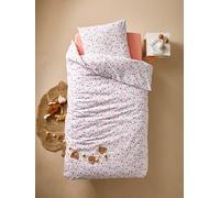 Parure housse de couette + taie d'oreiller RAINBOW FLOWERS avec coton recyclé blanc imprimé 140X150 63X63