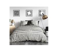 Parure housse de couette TRICIA - 260x240cm - Coton - Motif graphique noir et blanc