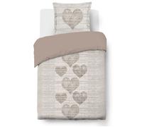 Parure Housse de couette - VISION - Alice - 140 x 200 cm - 1 taie assortie 65 x 65 cm - Beige - 100% coton