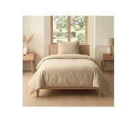 AltoBuy Parure Housse de Couette 140x200cm + 1 taies 100% Coton grège - Vitalia