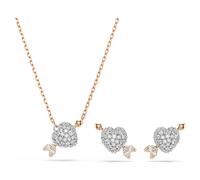 Parure Idyllia, Tailles variées, Cœur avec flèche, Blanc, Doré à l’or rose 18 carats (750/1000) OS