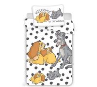 Parure lit Housse de couette Disney La Belle et Le Clochard ""Bienvenue au monde"" pour enfants bébé 100x135cm réversible