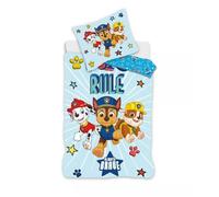 Parure lit Housse de couette La PAT' PATROUILLE réversible 100% coton - 100 x 140 cm - pour bébé enfant Paw Patrol Pat Chase étoiles