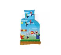 Parure lit Housse de couette réversible SUPER MARIO - 140x200cm - 100% coton - chambre enfant luigi