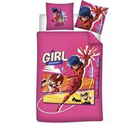 Aymax Parure de lit Miraculous Ladybug – Housse de couette 140x200 cm microfibre, taie d'oreiller