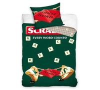 Parure lit - SCRABBLE - Housse de couette réversible 140x200cm - 100% Coton - Vert - Classique