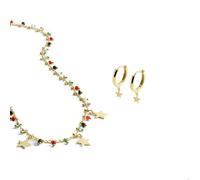 Parure - LUXENTER - Beos - Argent sterling 925 - Plaqué or jaune 18K - Quartz multicolore