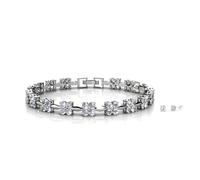 Parure MGJ™ avec bracelet et boucles d'oreilles solitaires en cristaux Swarovski pour femme | Bijou hypoallergénique, coffret cadeau blanc premium, sac et carte de Noël