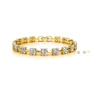 Parure MGJ™ avec bracelet et boucles d'oreilles solitaires en cristaux Swarovski pour femme | Bijou hypoallergénique, coffret cadeau blanc premium, sac et carte de Noël