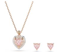 Parure One, Taille cœur, Pavé, Cœur, Rose, Doré à l’or rose 18 carats (750/1000) OS