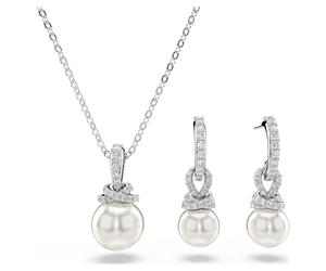 Parure Originally, Pavé, Perle de cristal, Blanc, Métal rhodié OS