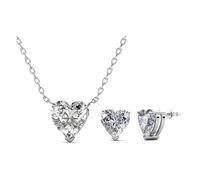 Parure pendentif cœur en argent MGJ™ avec cristaux Swarovski et boucles d'oreilles assorties pour femme - Bijou | Livré dans un coffret cadeau blanc premium, un sac et une carte de Noël.