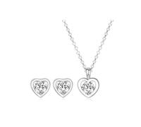 Parure pendentif et boucles d'oreilles cœur en cristal Swarovski MGJ™ pour femme | Présentée dans un coffret blanc, un sac et une carte de Noël pour une touche festive | Bijou hypoallergénique